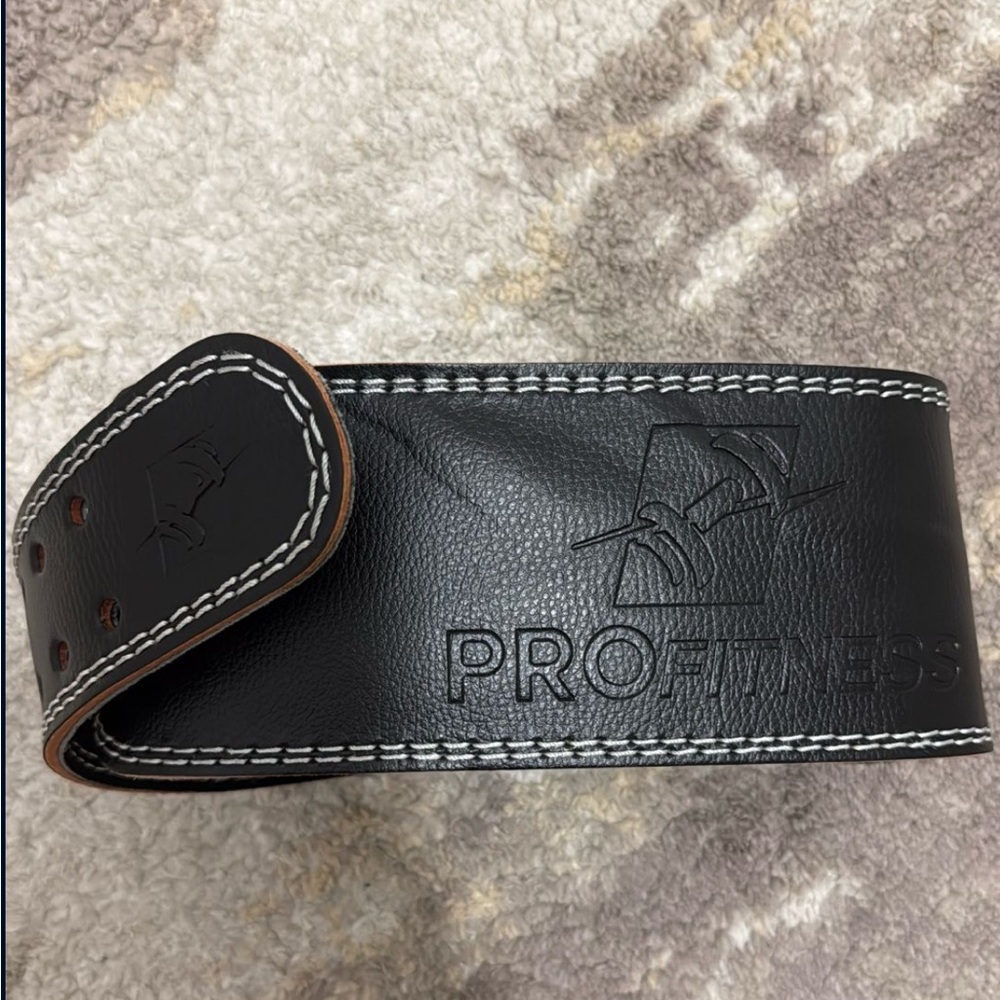 ProFitness Black Leather Weightlifting Belt